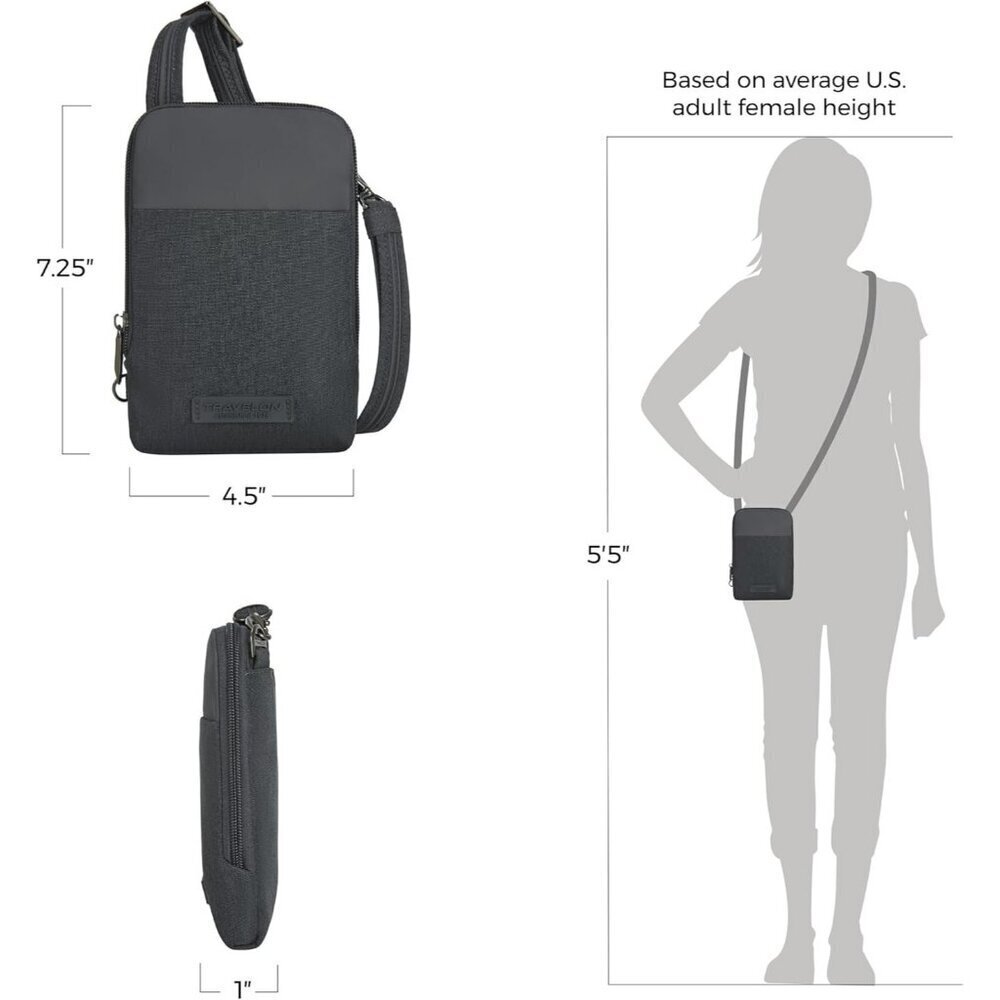 Women's Gray Heather Polyester Anti-Theft Metro Stadium Mini Imported Zipper - Picture 4 of 14
